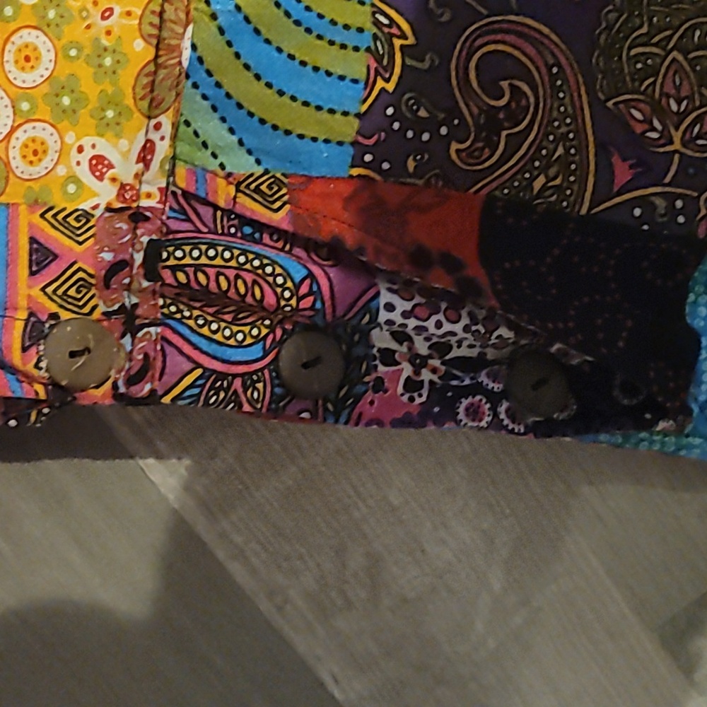 SACRED THREADS Free Spirit Hippie Patchwork Overalls Size L/XL W/pockets - Picture 4 of 8